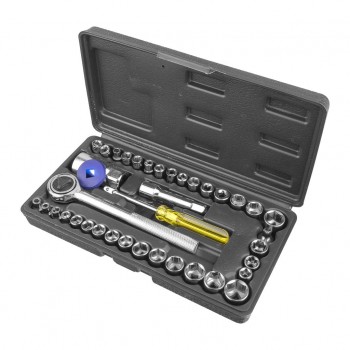 SHOPRO Socket 1/4in 3/8in in Dr. SAE & Metric 40pc Set